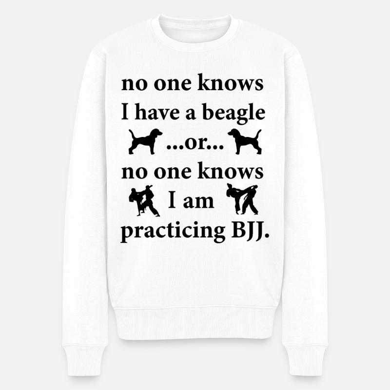 Beagle Jiu-Jitsu Brésilien Dicton Drôle - Pull Premium bio Homme - blanc