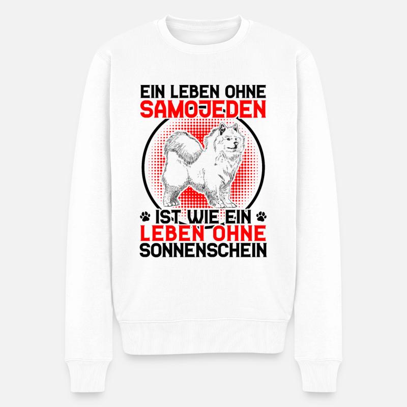 Leben ohne Samojede Samojedenspitz - Männer Premium Bio Pullover - Weiß