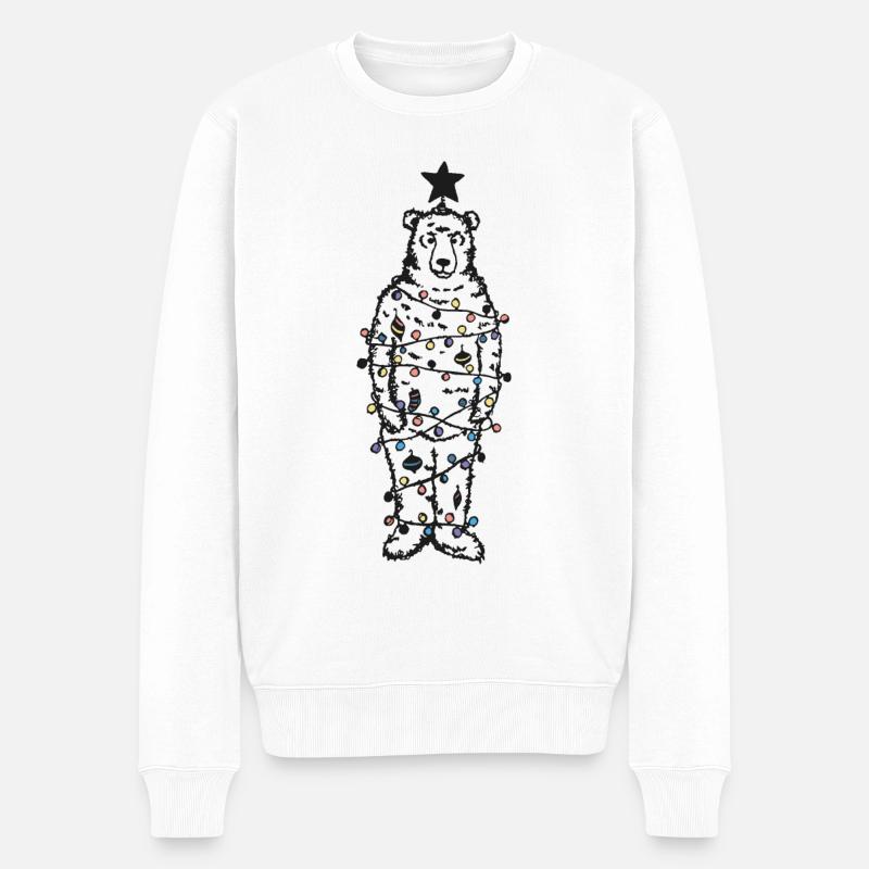 Ein lustiger Weihnachtsbaumbär - Männer Premium Bio Pullover - Weiß