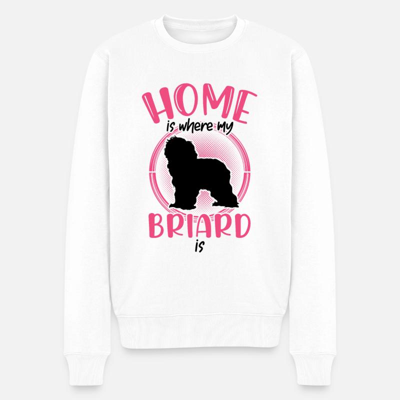 Zuhause ist wo mein Briard ist Berger de Brie - Männer Premium Bio Pullover - Weiß