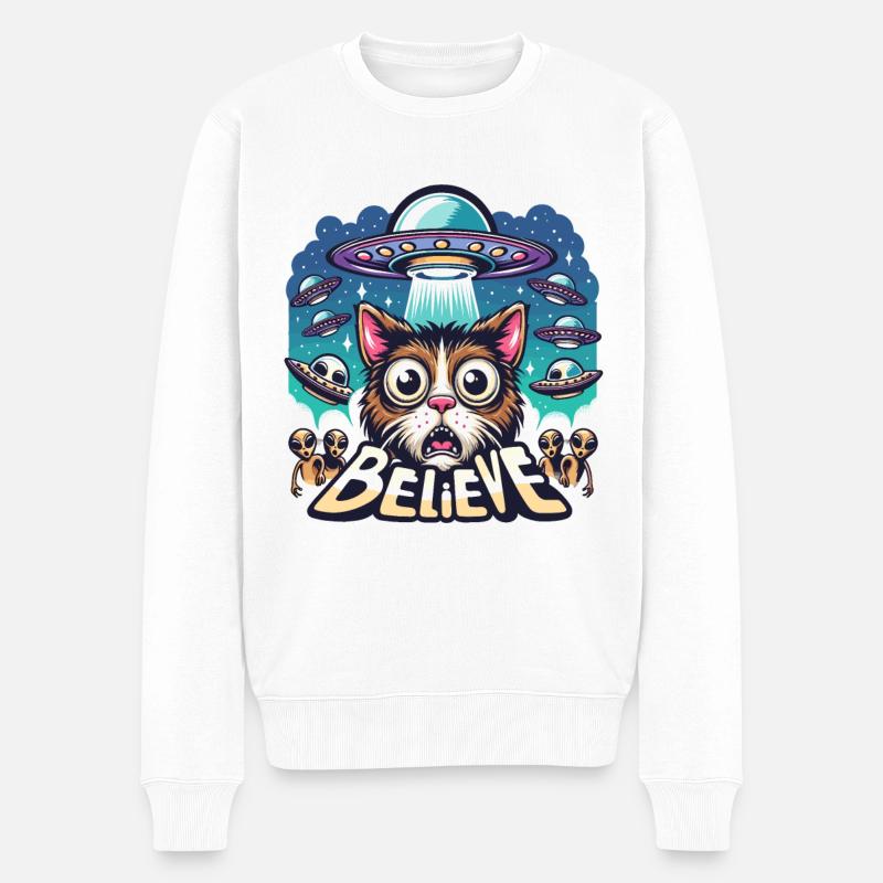 Drôle Alien Alien Croire - Pull Premium bio Homme - blanc