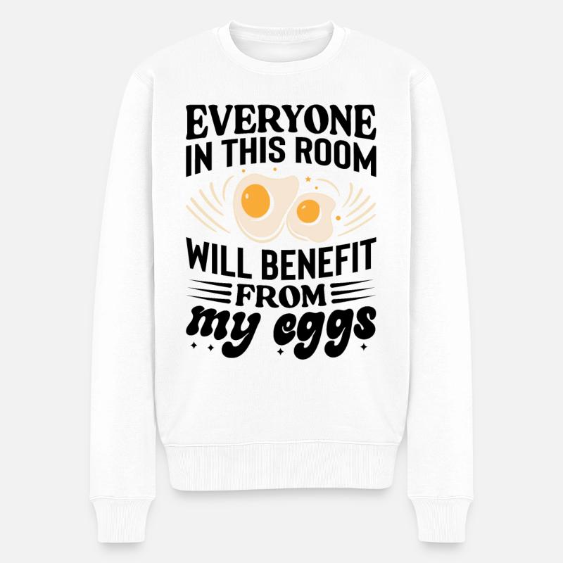 Profitiere Von Meinen Eiern - Frühstücksei - Männer Premium Bio Pullover - Weiß