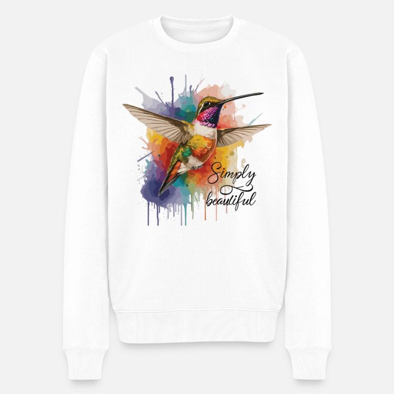 Simpel schön: Kolibri-Design - Männer Premium Bio Pullover - Weiß