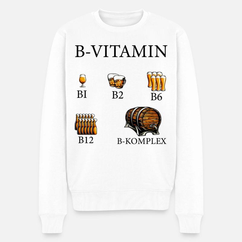 B-Vitamin Bier Alkohol - Männer Premium Bio Pullover - Weiß
