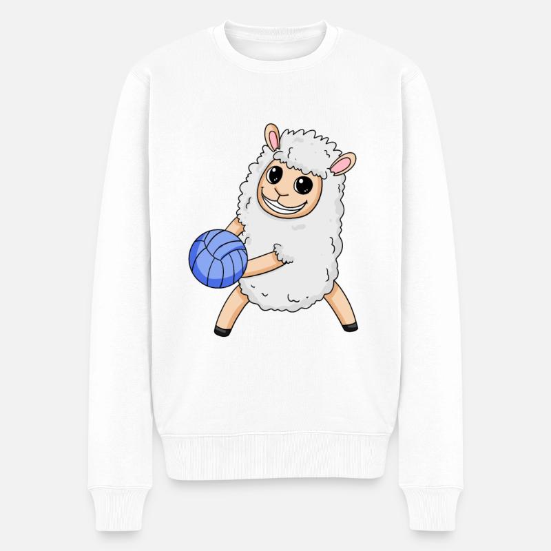 Volleyball Schaf - Männer Premium Bio Pullover - Weiß