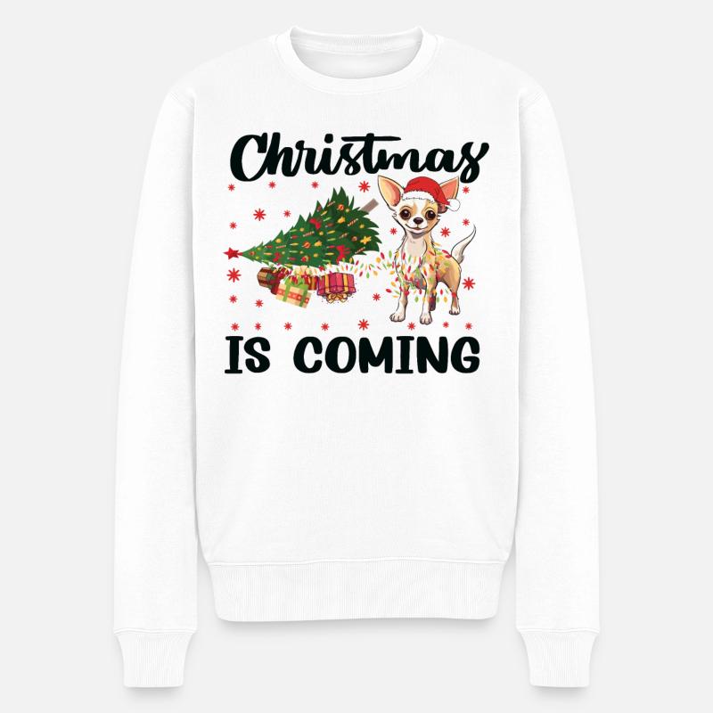 Noël arrive version chien - Pull Premium bio Homme - blanc