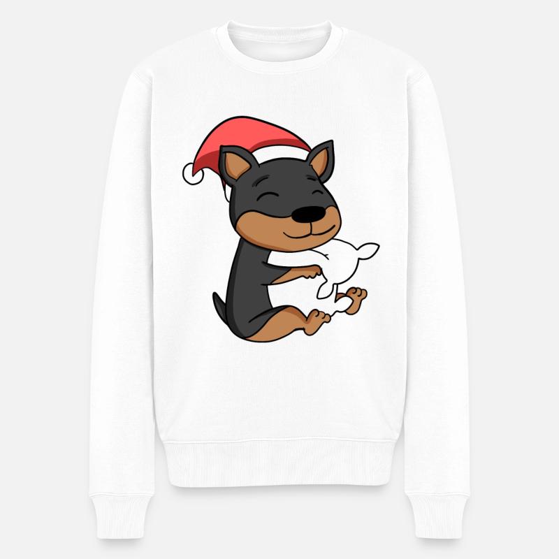 Pinscher Chien Animal Noël - Pull Premium bio Homme - blanc