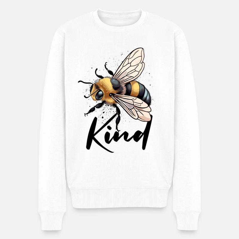 Bee Kind - Männer Premium Bio Pullover - Weiß