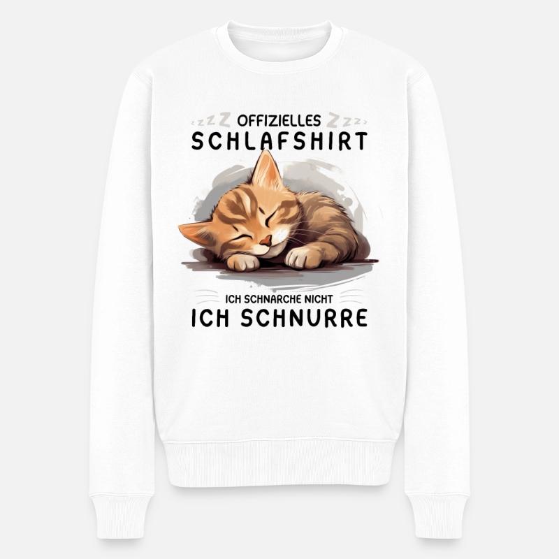 Offizielles Schlafshirt personalisiert mit Katze - Männer Premium Bio Pullover - Weiß