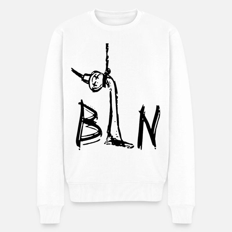 Berlin - BLN - Männer Premium Bio Pullover - Weiß