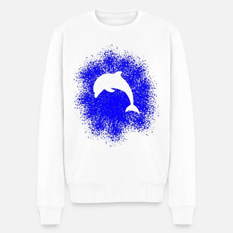 Delphin - Männer Premium Bio Pullover - Weiß