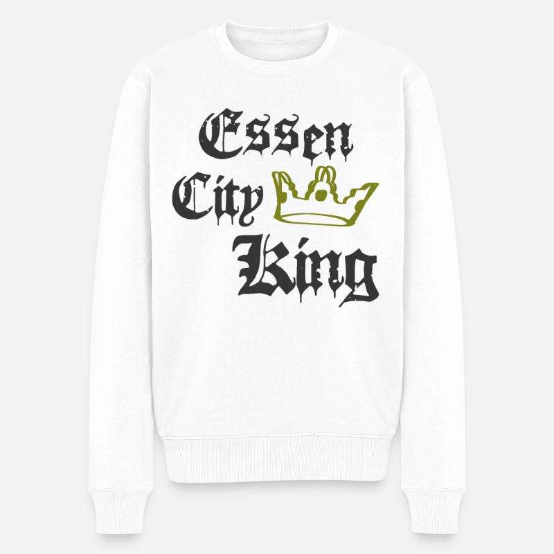 Essen City King - Männer Premium Bio Pullover - Weiß