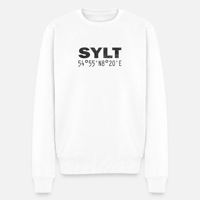 Sylt Coordonnées GPS - Pull Premium bio Homme - blanc