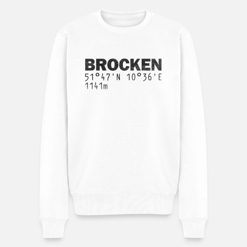 Brocken Coordonnées GPS - Pull Premium bio Homme - blanc