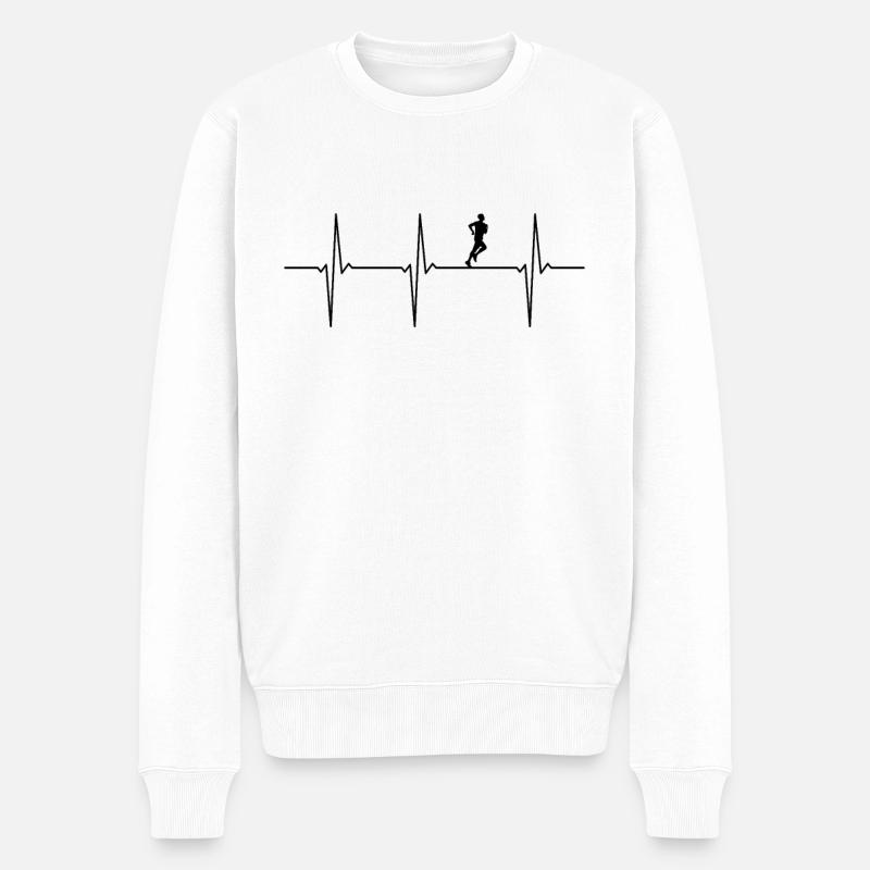 Laufen EKG Herzschlag Jogger Läufer - Männer Premium Bio Pullover - Weiß