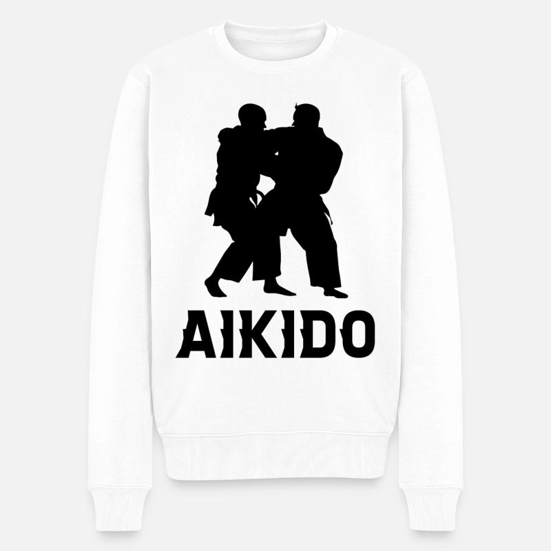 Aikido - Männer Premium Bio Pullover - Weiß