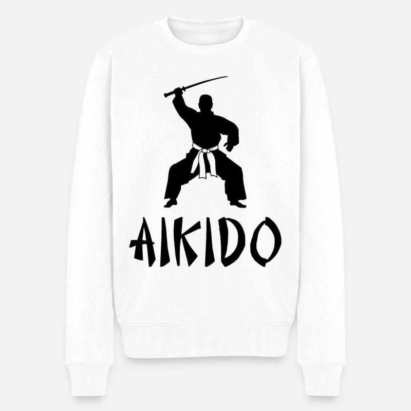 Aikido - Männer Premium Bio Pullover - Weiß
