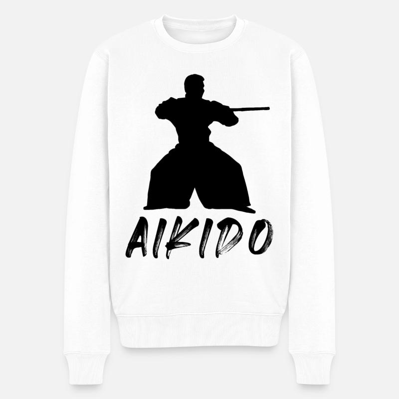 Aikido - Männer Premium Bio Pullover - Weiß
