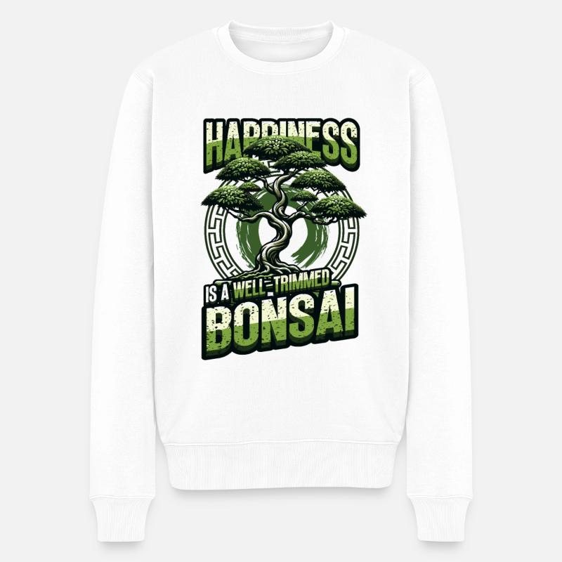 Japanischer Bonsai - Männer Premium Bio Pullover - Weiß