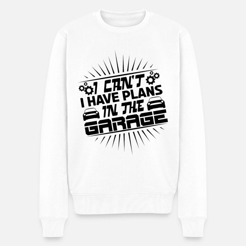 Ich kann nicht, ich habe Projekte in der Garage. - Männer Premium Bio Pullover - Weiß