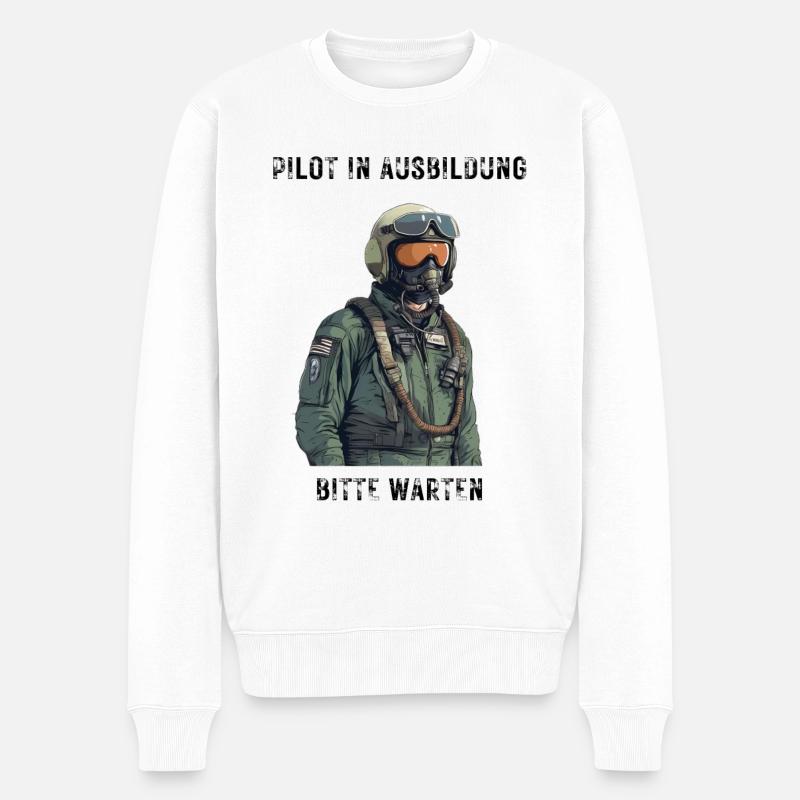 Pilot in Ausbildung - Männer Premium Bio Pullover - Weiß