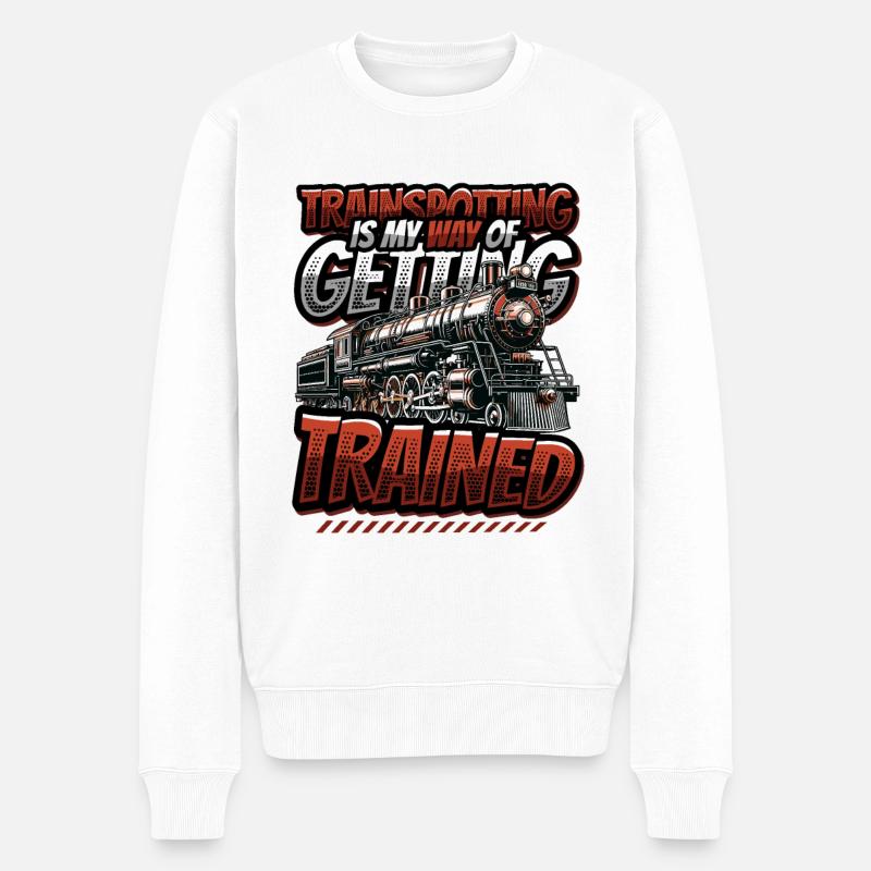 Trainspotting Train Lovers Trains - Pull Premium bio Homme - blanc