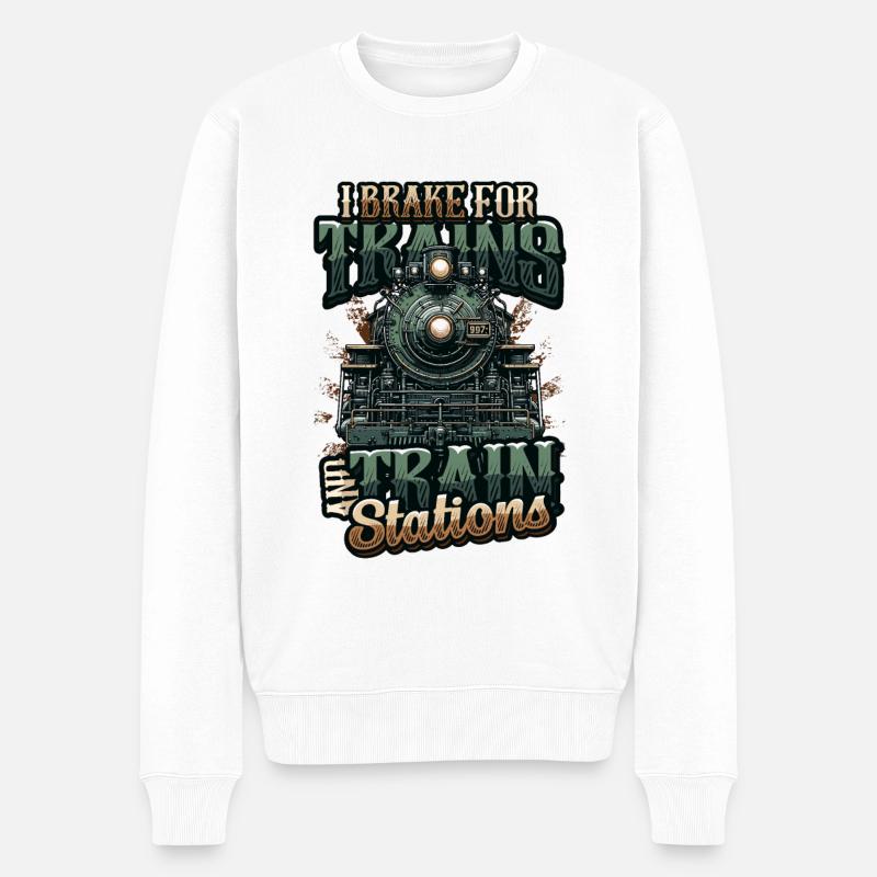 Trainspotting Train Lovers Trains - Pull Premium bio Homme - blanc