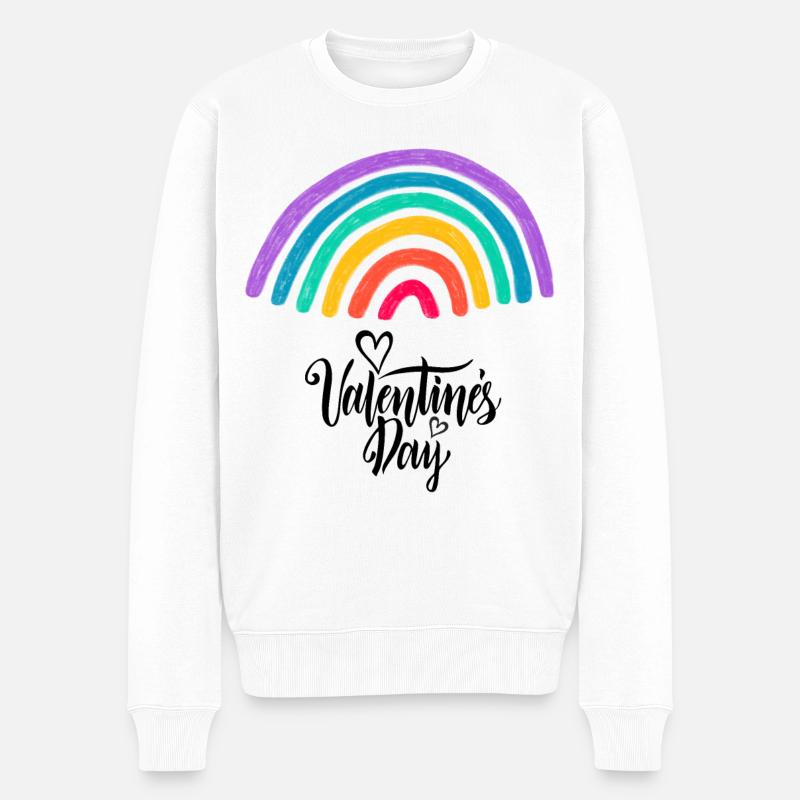 Amour graphique Saint-Valentin arc-en-ciel - Pull Premium bio Homme - blanc