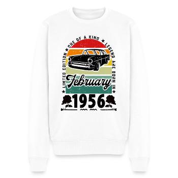Geburtstag Februar 1956, Jahrgang Februar 1956. - Männer Premium Bio Pullover - Weiß - Vorne - Thijin (182cm)