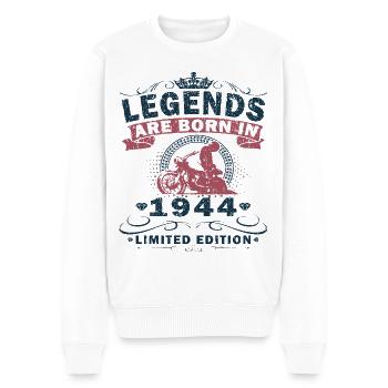 1944 Jubiläum Vintage Biker Motorrad Geschenk - Männer Premium Bio Pullover - Weiß - Vorne - Thijin (182cm)