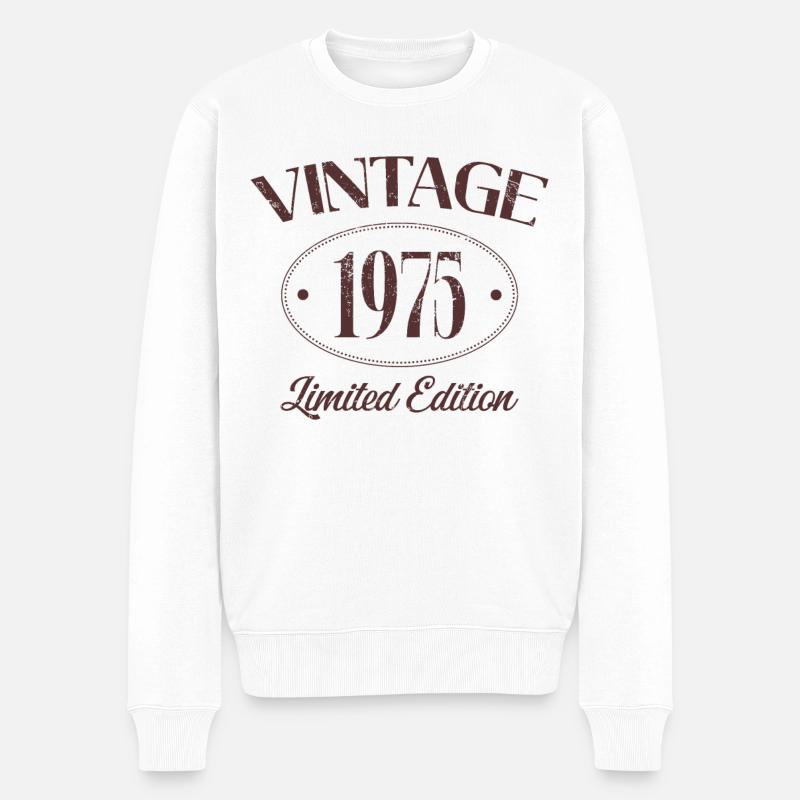 Vintage 1975 Limited Edition Geburtstag 1975 - Männer Premium Bio Pullover - Weiß