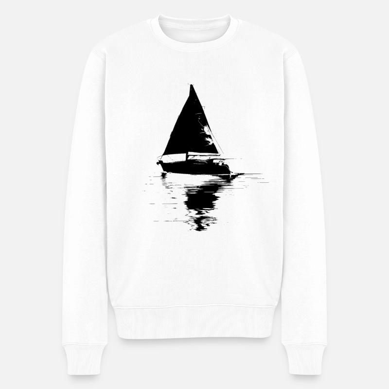 Segelschiff - Männer Premium Bio Pullover - Weiß