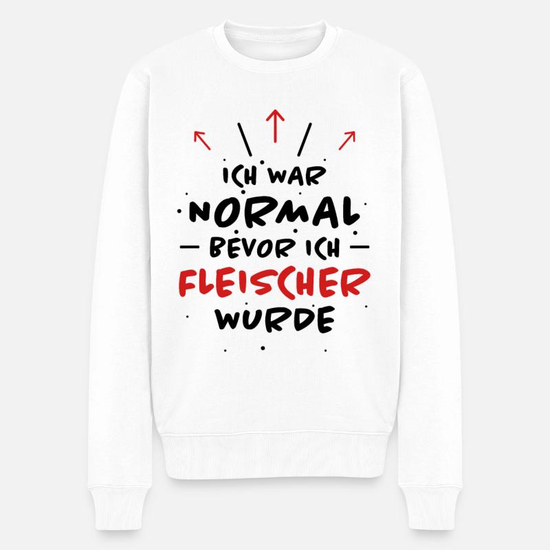 Fleischer Spruch Metzger Lustig Fleischer Geschenk - Männer Premium Bio Pullover - Weiß