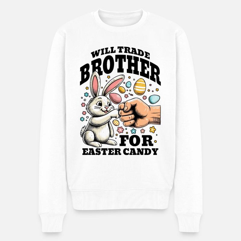 Échangera son frère contre des bonbons de Pâques - Pull Premium bio Homme - blanc