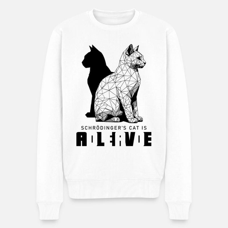 Schrödinger's Cat Dead Alive - Männer Premium Bio Pullover - Weiß