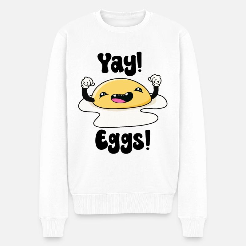 Juhu-Eier - Männer Premium Bio Pullover - Weiß