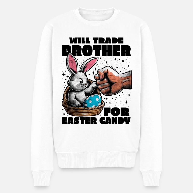 Échangera son frère pour Pâques - Pull Premium bio Homme - blanc