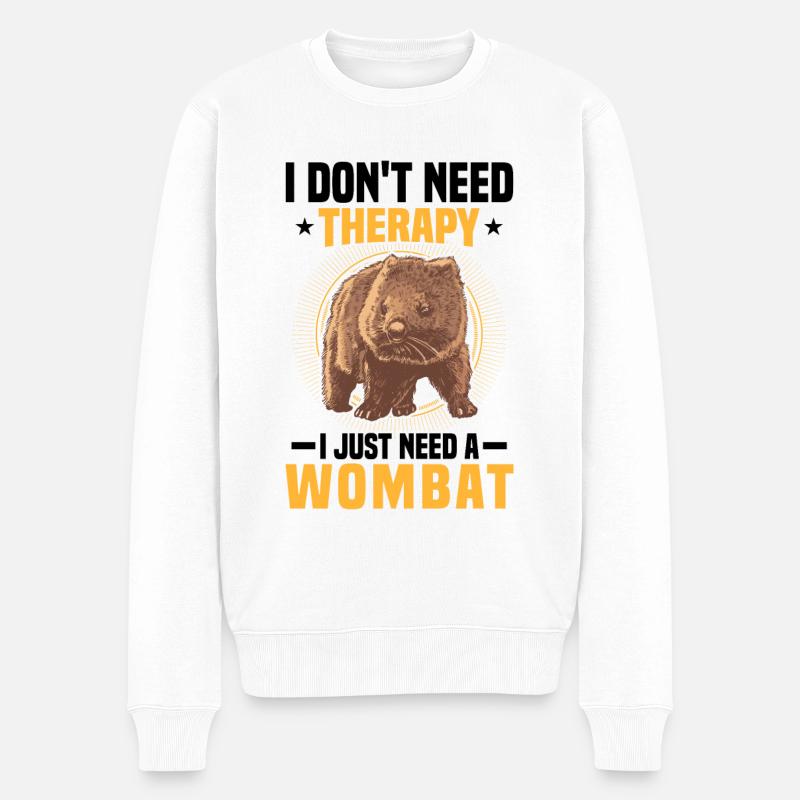 Brauche nur Wombat Australien Beuteltier - Männer Premium Bio Pullover - Weiß