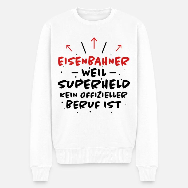 Eisenbahner Spruch Lokführer Eisenbahner Geschenk - Männer Premium Bio Pullover - Weiß