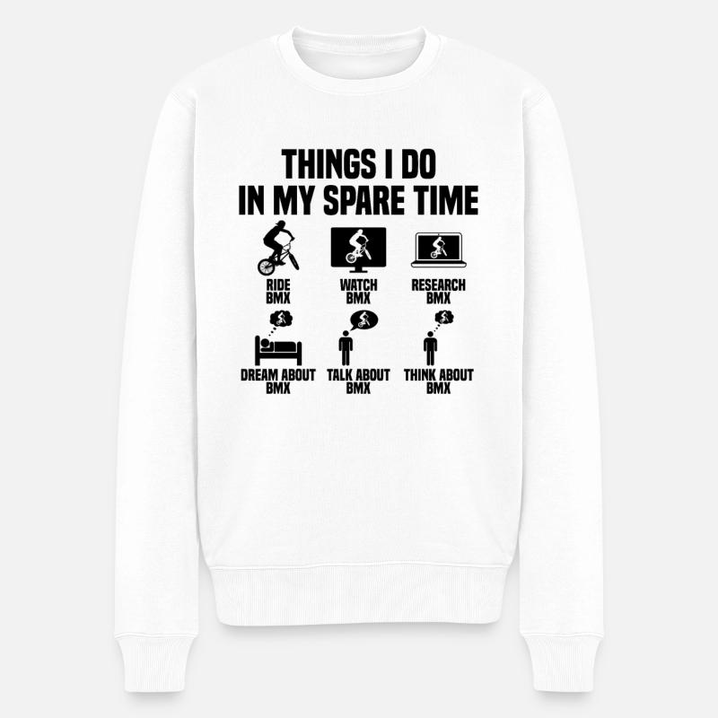 Dinge die ich in meiner Freizeit mache BMX - Männer Premium Bio Pullover - Weiß