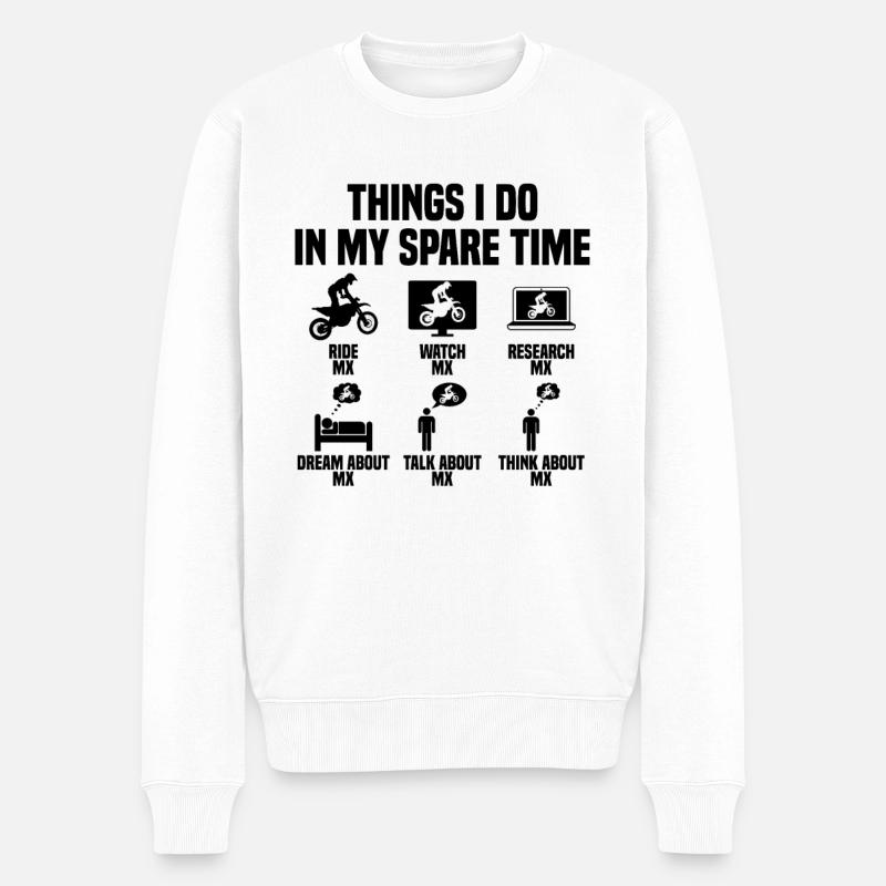 Ce que je fais pendant mon temps libre : Motocross - Pull Premium bio Homme - blanc