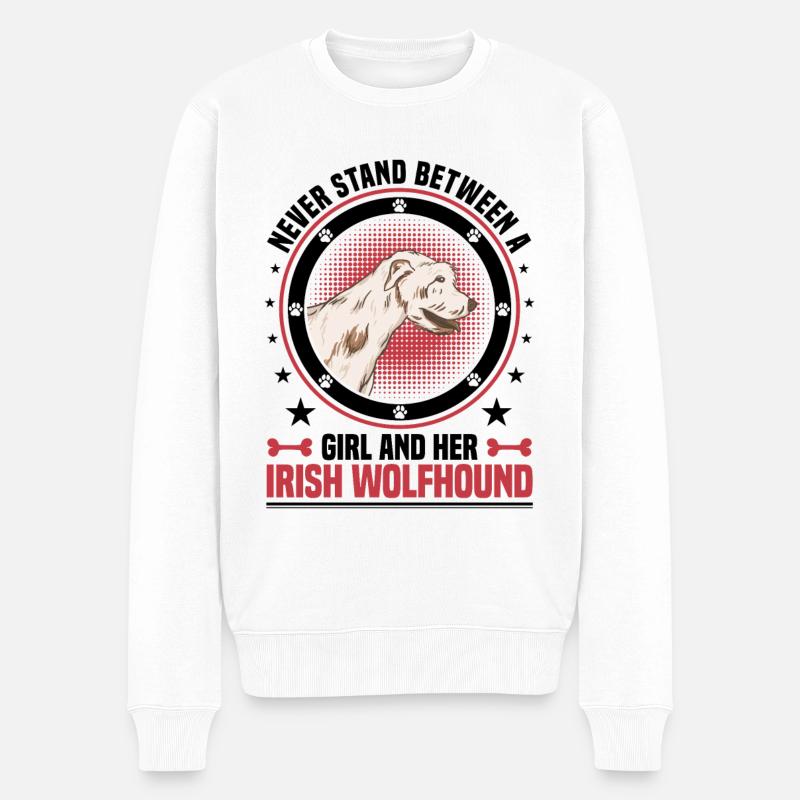 Mädchen mit Irischer Wolfshund Windhund - Männer Premium Bio Pullover - Weiß
