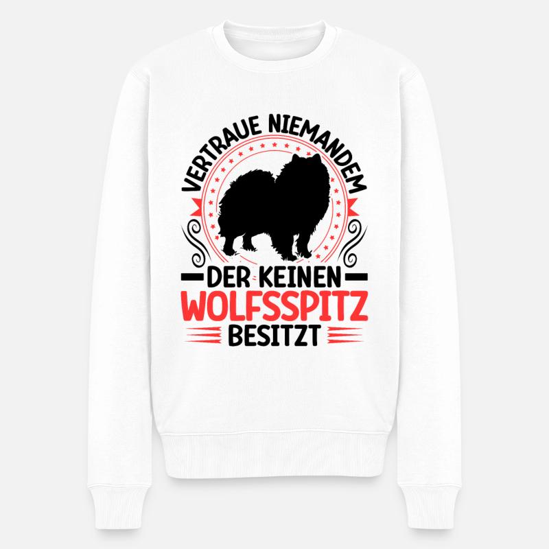 Wolfsspitz Ich besitze einen Keeshond - Männer Premium Bio Pullover - Weiß