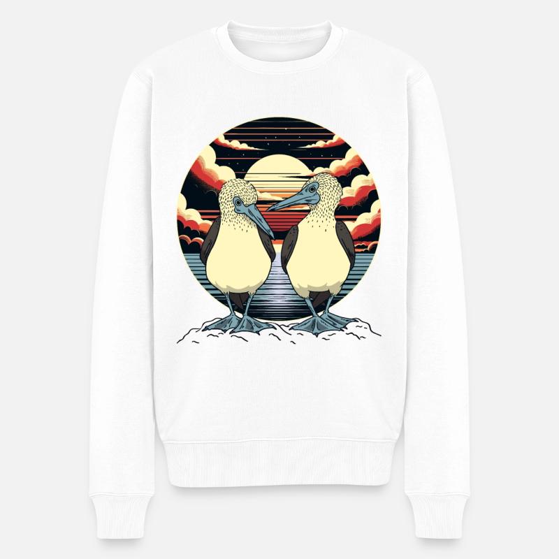Blaufußtölpel Pärchen - Männer Premium Bio Pullover - Weiß