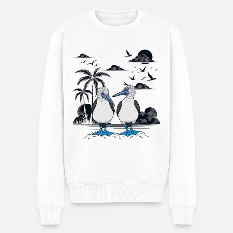 Galapagos Islands Blaufußtölpel - Männer Premium Bio Pullover - Weiß