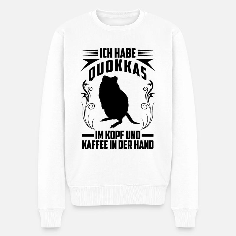 Quokka und Kaffee Beuteltier Quokka - Männer Premium Bio Pullover - Weiß