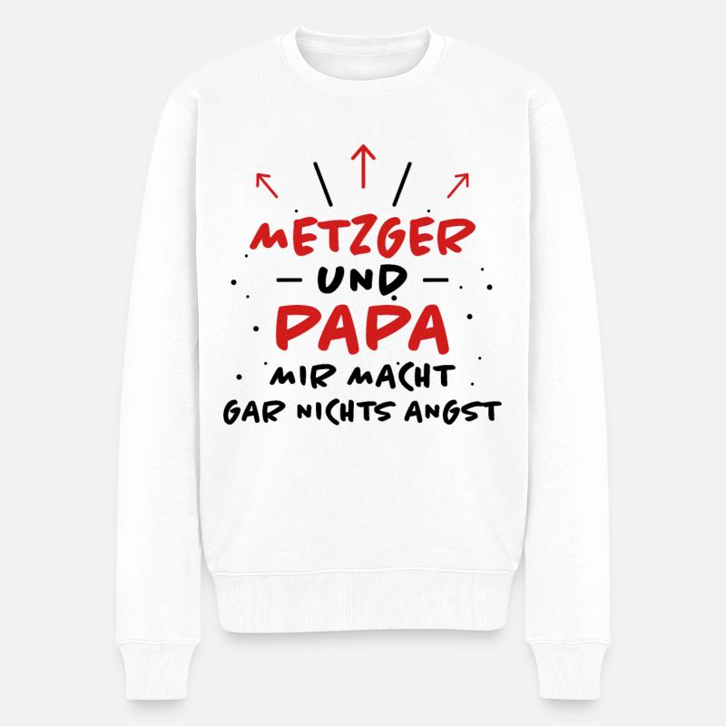 Metzger Spruch Fleischer Lustiges Metzger Geschenk - Männer Premium Bio Pullover - Weiß