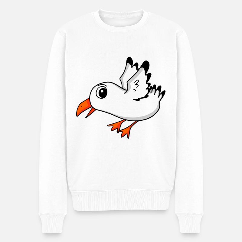 Möwe Vogel - Männer Premium Bio Pullover - Weiß