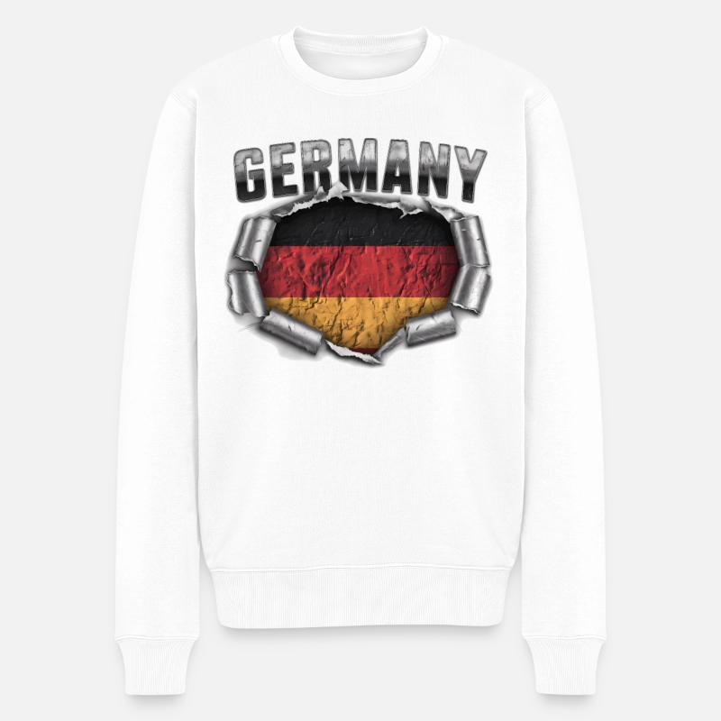 Deutschland Deutscher Deutsch GER Almanya Alemania - Männer Premium Bio Pullover - Weiß