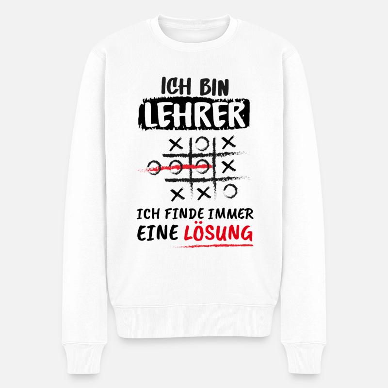Ich Bin Lehrer Ich Finde Immer Eine Lösung, Spruch - Männer Premium Bio Pullover - Weiß
